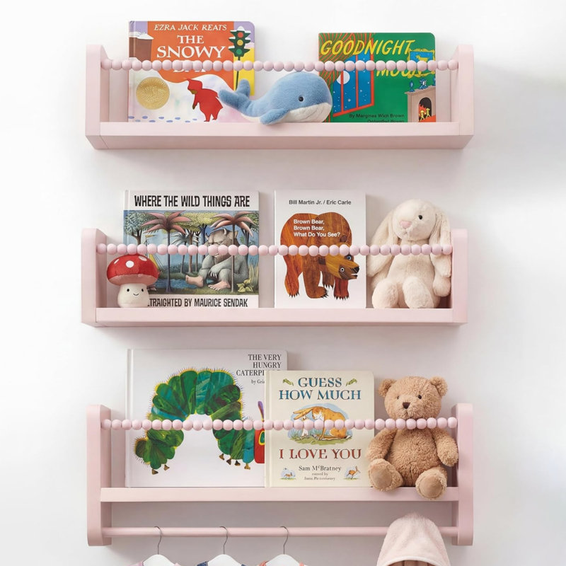 10 cm H x 40 cm W Solid Wood Floating Shelf Bookcase