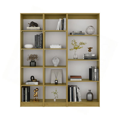Ensemble de bibliothèque 3 pièces h 71,1 po avec tablettes ouvertes - Organisateur de rangement modulaire