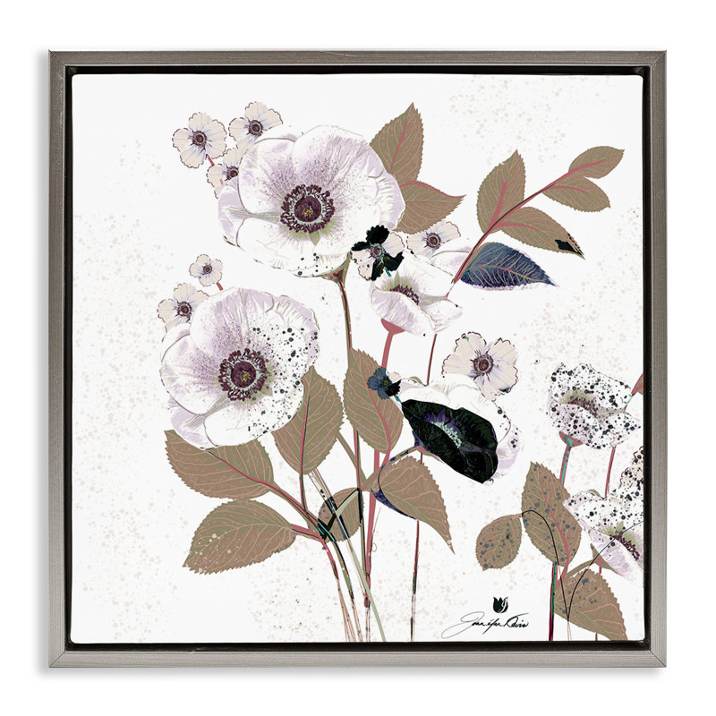 Art mural sur toile, "réponse de fleurs priées", par Joan Davis, H 18 po x l 18 po, Cadre flottant gris lustré