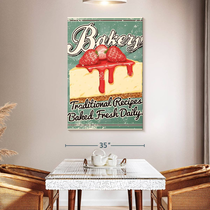 Kema Strawberry Cheesecake Bakery Wall Sign, 51" H x 34" W