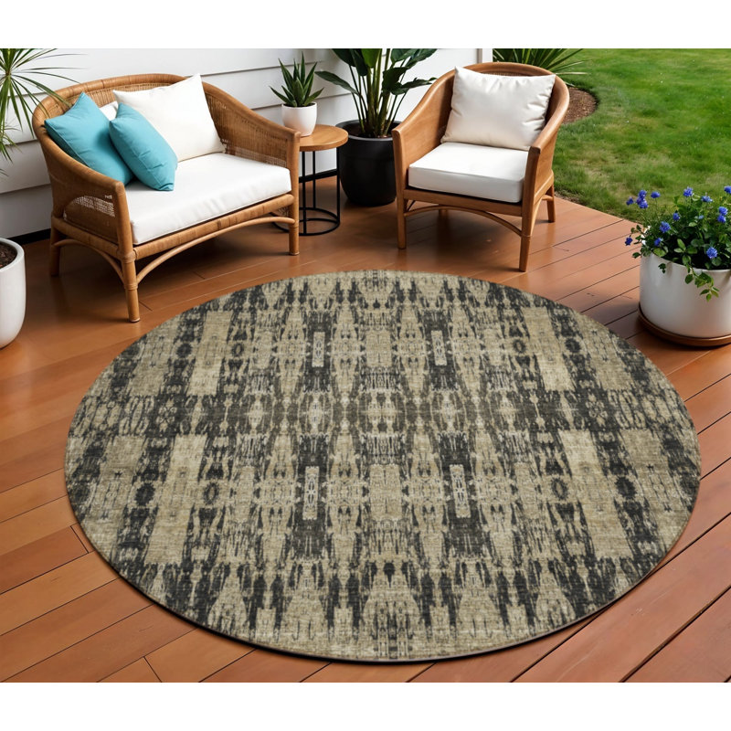 Tapis rond 8 po taupe et beige