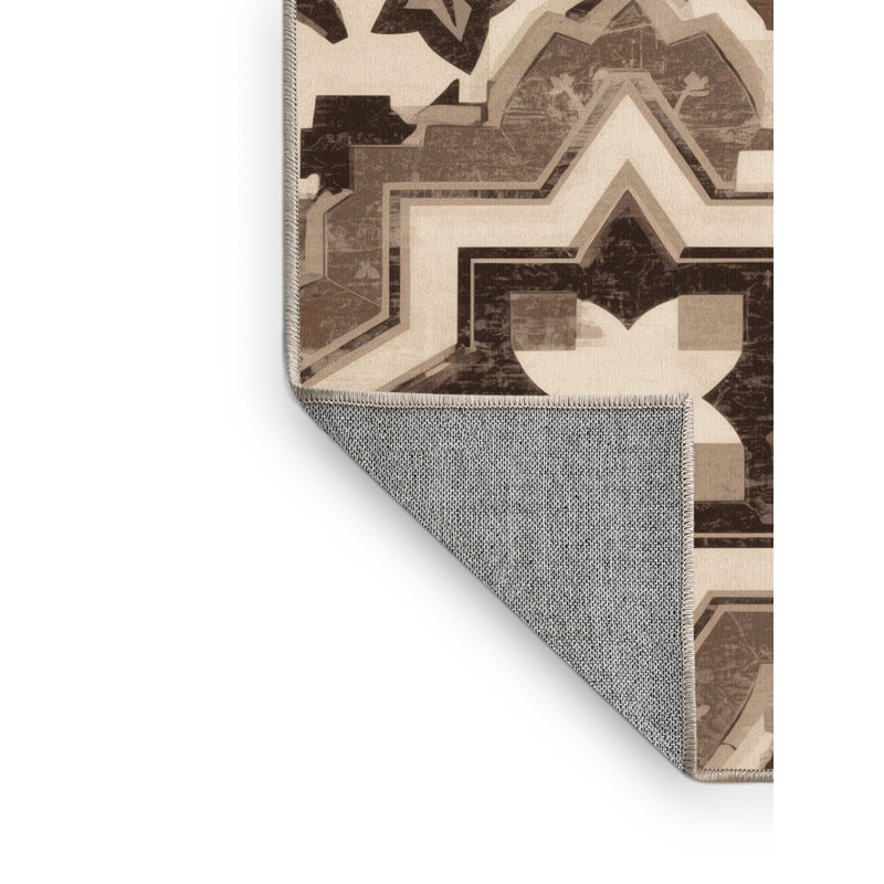 Machine Washable Manhasset Global Inspired Moroccan Rug in Beige – Beige Binding, 3' Square