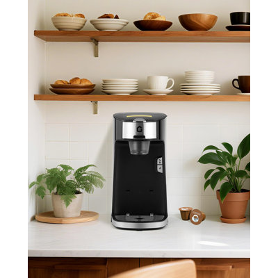 Single Serve Coffee Maker, Single Cup Small Coffee Machine with 18.6 Oz Water Tank for Capsule, Ground & Tea, Portable Coffee Maker for Home Office RV Camping, Auto Shut Off, Adjustable Tray