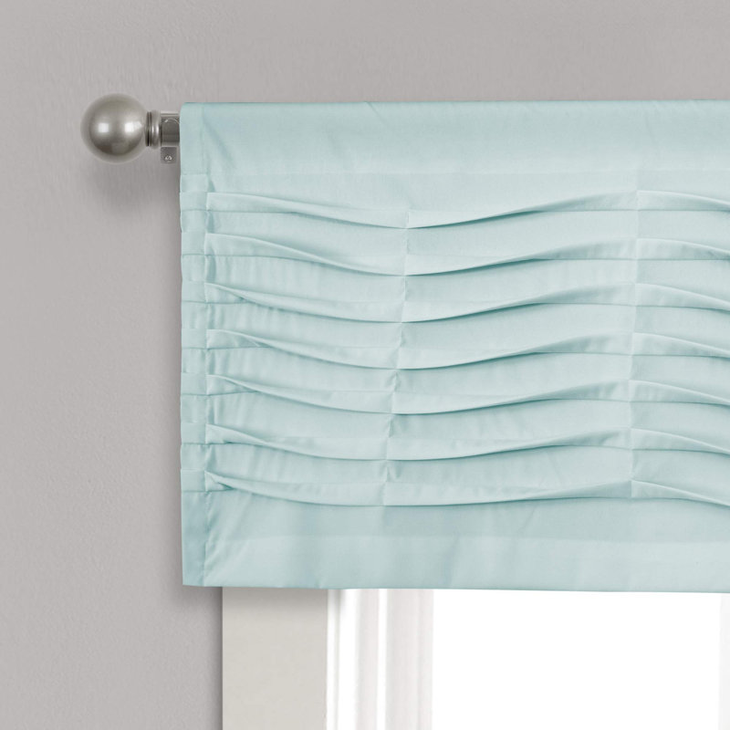 Blue Textured Polyester Rod Pocket Window Valance, 18 x 54 Inch
