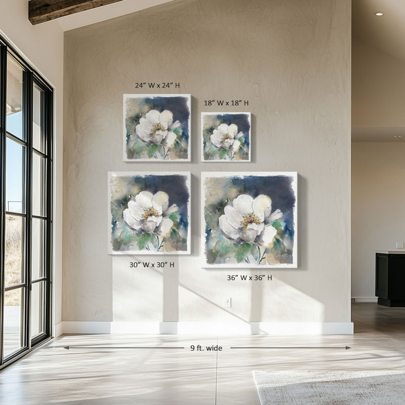 «White Washed Peony» par Carol Robinson, reproduction sur toile, H 36 po x l 36 po x P 1,5 po