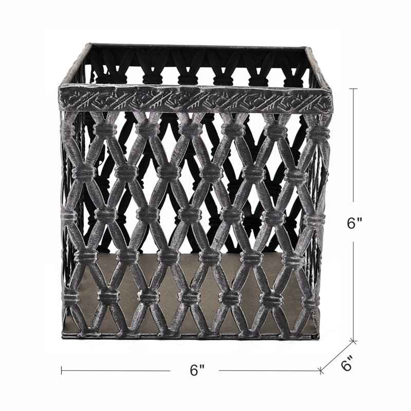 Panier décoratif en métal tissé - ensemble de 2 - 6 po x 6 po x 6 po - noir