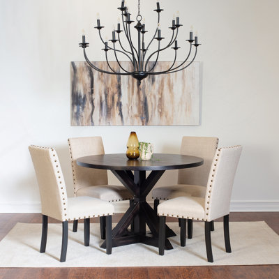 Ensemble de salle à manger 5 pièces, table à manger croisée avec 4 chaises élégantes