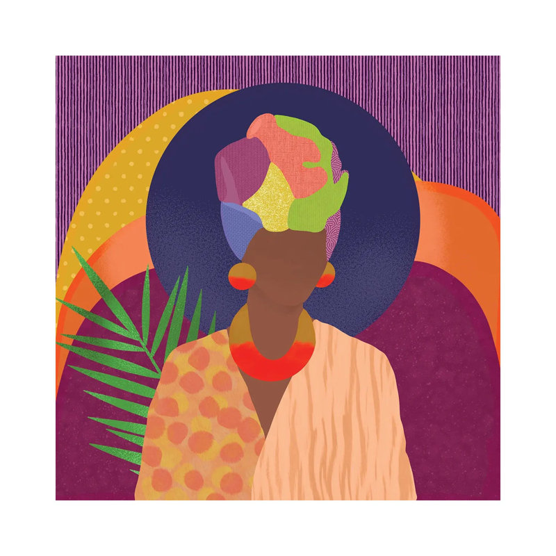 Black Woman In Headwrap by Sagmoon Paper Co. - Wrapped Canvas Painting, 66.04 cm H x 66.04 cm W x 1.91 cm D