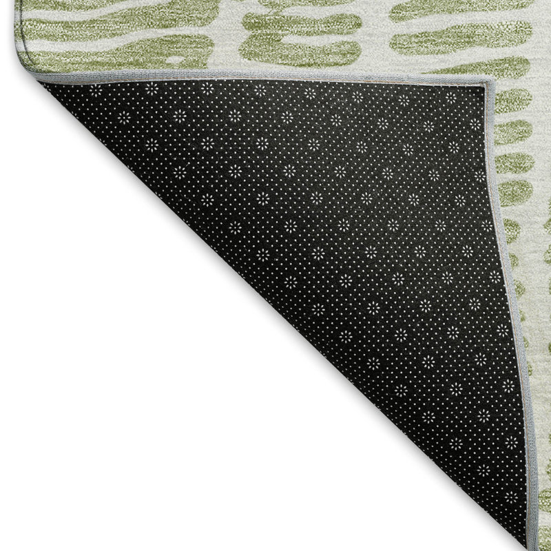 Premium Machine Washable Prisco Aloe Rug, Rectangle 9' x 12'