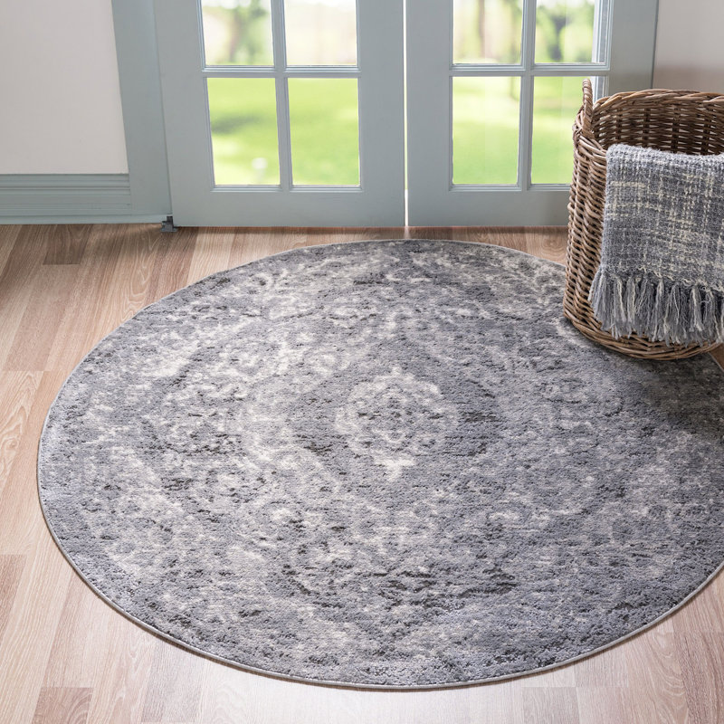 Geddis Ikat Indoor Rug, Round 5'