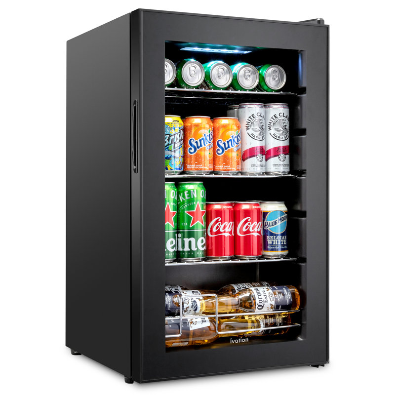 Compact Black Smart Beverage Cooler with Adjustable Shelves