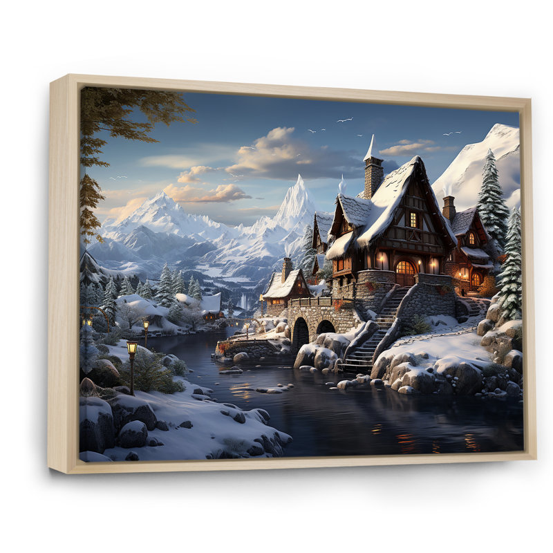 Allemagne, Allemagne, paysage d'hiver, Cadre flottant brun, H 34 po x l 44 po x P 1,5 po