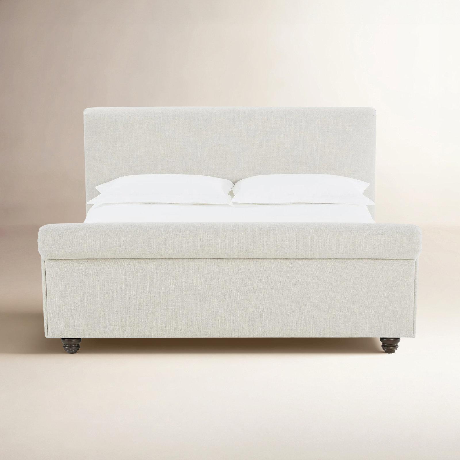 Berks Upholstered Platform Bed, Queen, Effie Linen Performance Linen