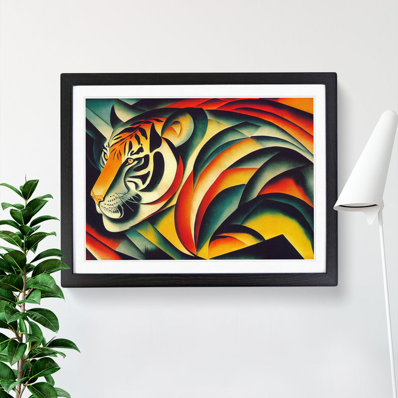 Abstract Tiger Painting - Framed Print, Black Framed, 46cm H x 64cm W x 2cm D