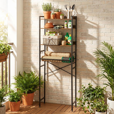 Étagère de rangement pour salle de bain à 4 niveaux, organisateur de support de salle de bain, tablette de rangement autoportante, rétro
