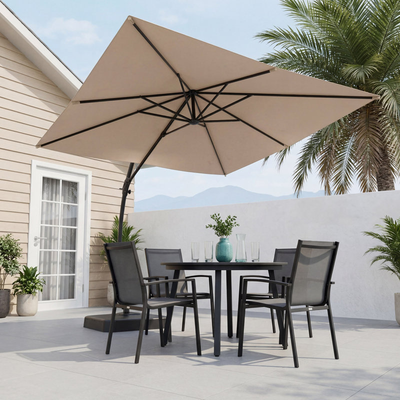  Parasol carré en porte-à-faux 10 x 10 pi - Parasol d'extérieur résistant aux rayons UV avec base robuste
