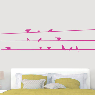 Décalcomanie murale oiseaux on lines