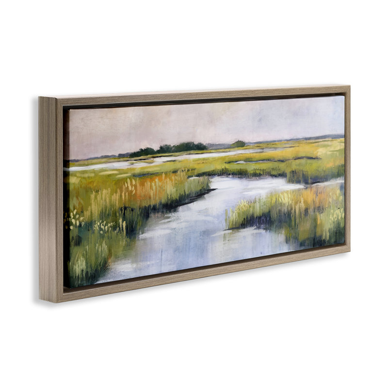 Art mural sur toile Grassy, Cadre flottant orme Montalcino, H 14 po x l 31 po