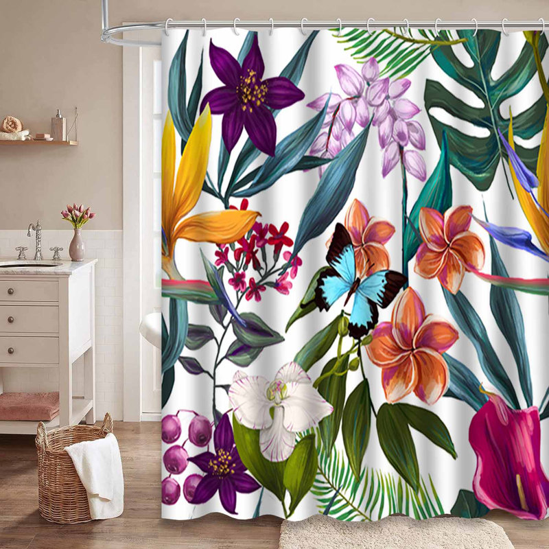 Papier peint floral exotique tropical avec 12 crochets, L 72 po x l 72 po