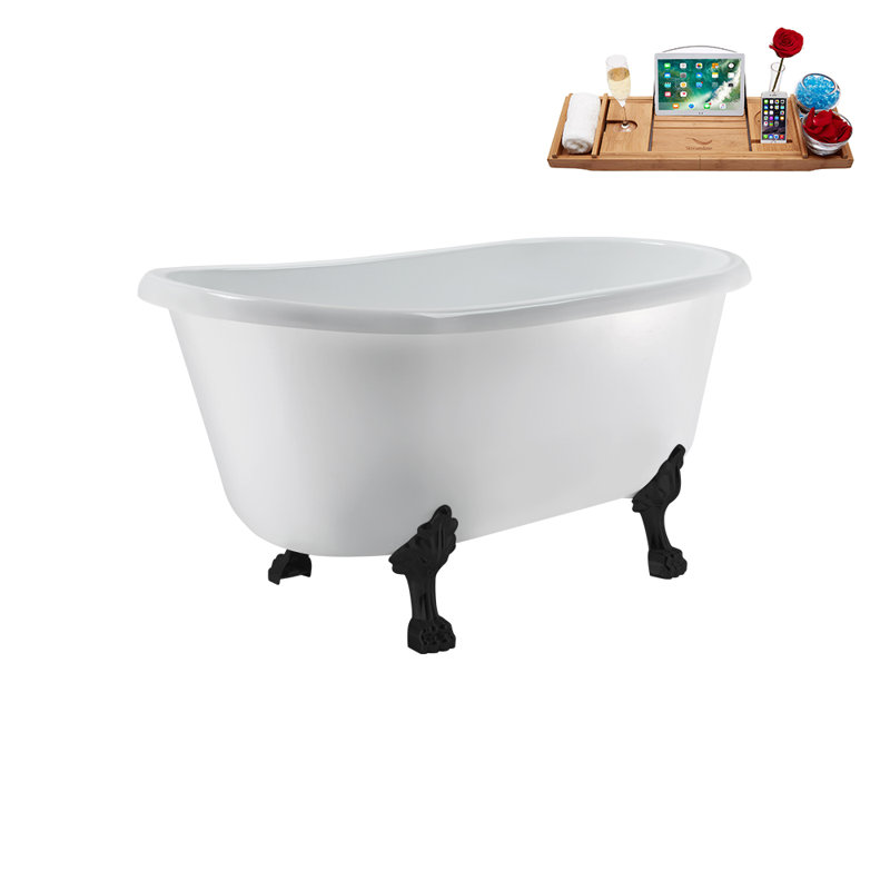57.5'' x 29.5'' Soaking Acrylic Bathtub, Matte Black, Matte Black
