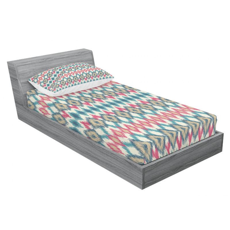 Microfiber Ikat Sheet Set, Twin XL Sheet Set with Fitted Sheet