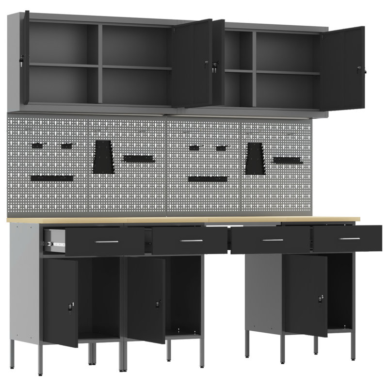 Set Of 8 Steel Medium Height-Adjustable, Black