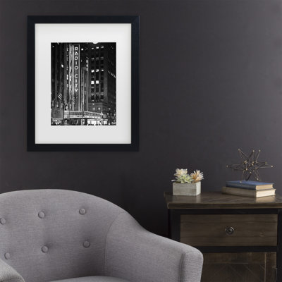  Framed Wall Art - Philippe Hugonnard ‘Radio City Music Hall’ Wall Decor with Matted Frame - Living Room, Kitchen, and Bathroom Art - 16x20