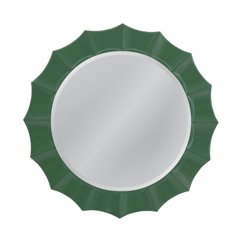 Miroir mural rond vert avec cadre incurvé Altair, Vert