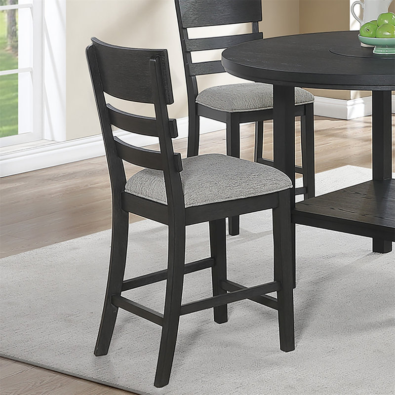 Ensemble de coussins rembourrés de 2 chaises hautes gris anthracite à hauteur de comptoir contemporaines