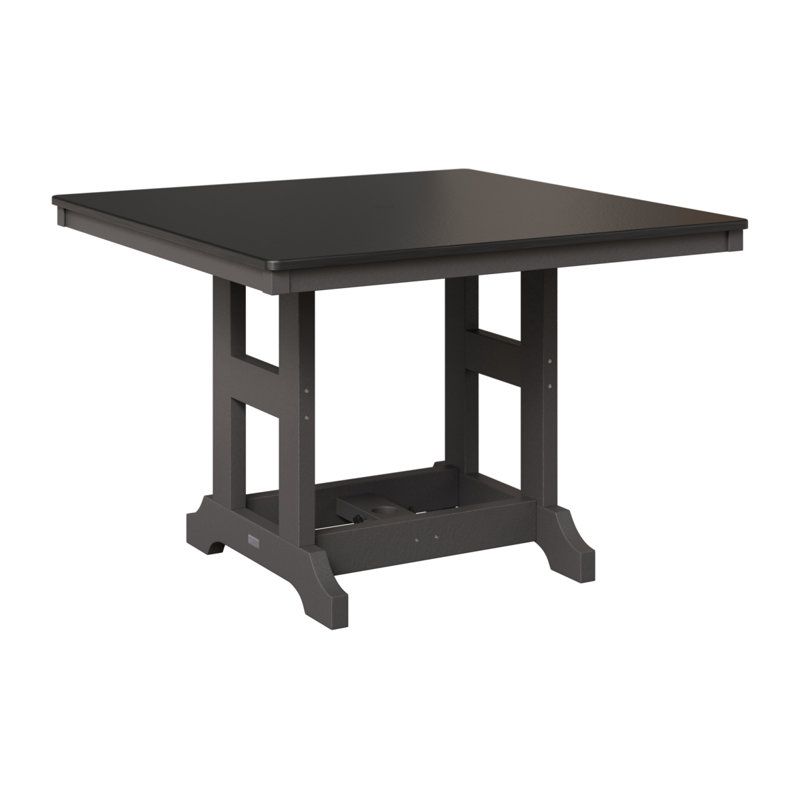 Table de salle à manger à hauteur de comptoir carrée 44 po Berlin Gardens Garden Classic, Gris fumée, Noir martelé