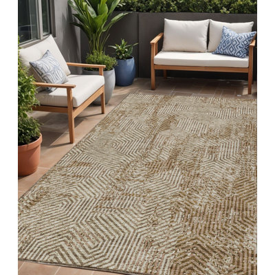 Tapis d'intérieur lavable géométrique brun 5 pi x 8 pi