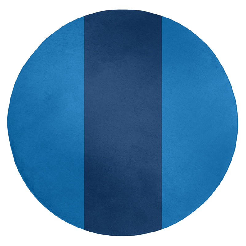 Tapis à rayures bleu/bleu marine, Rond 5 pi