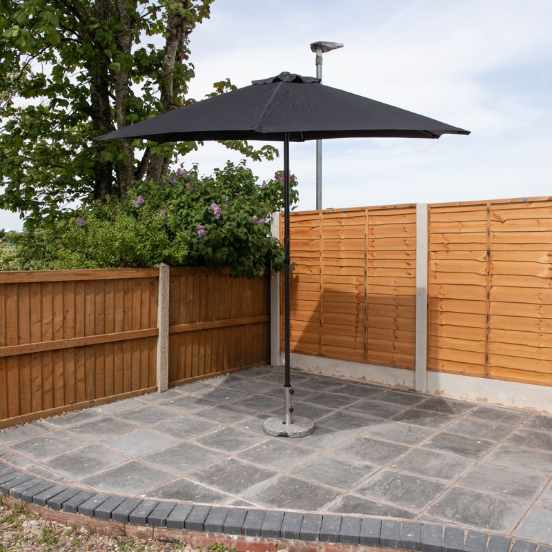 2.7M Aluminium Garden Patio Sun Shade Parasol With Crank Handle In, Black