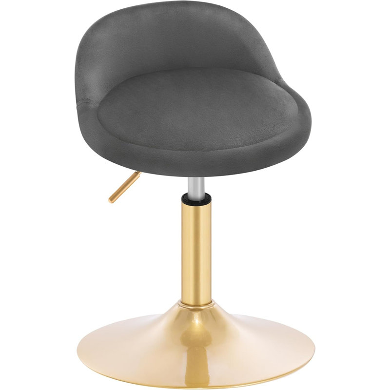 Aieden Upholstered Adjustable Height Counter Stool with Metal Frame, Grey