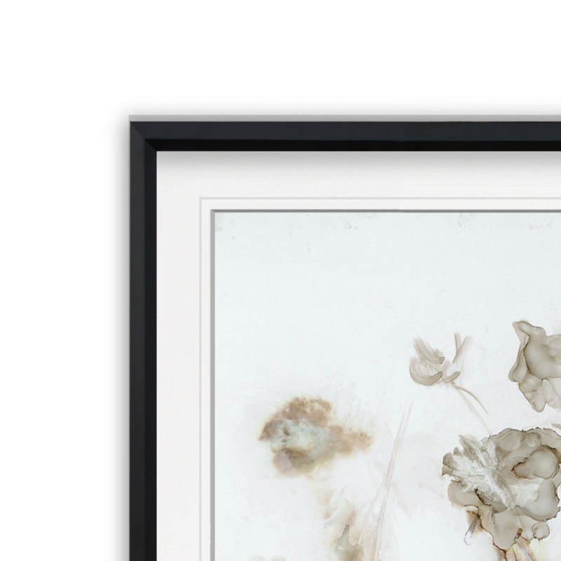 « Wildflower Mist I » - peinture, H 17,5 po x l 17,5 po, Impression encadrée, Noir