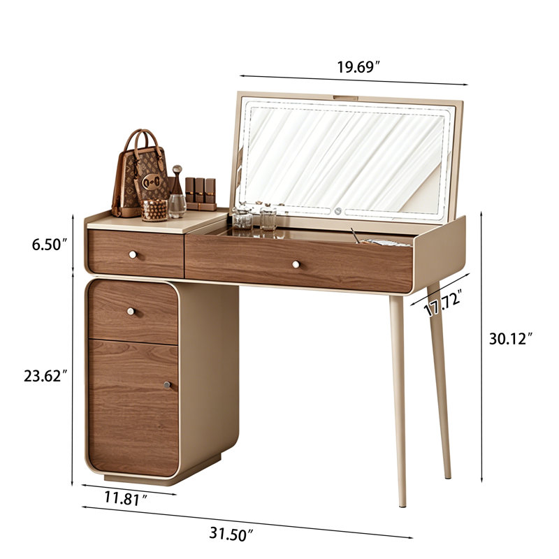 Coiffeuse Vintage, 30.12" H x 31.5" W x 17.72" D