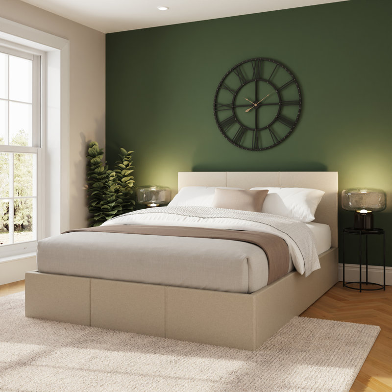 Dajad Upholstered Ottoman Storage Bed, Small Double (4'), Natural
