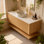 Meuble-lavabo flottant 48 po avec lavabo vasque, armoire de salle de bain cannelée avec tiroirs et tablette ouverte Hizon