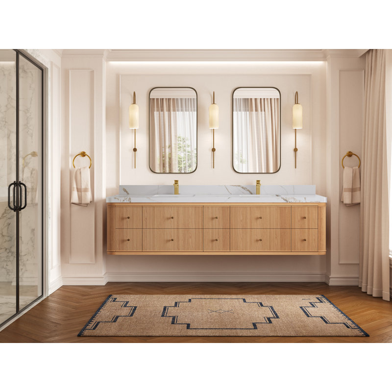 Chêne flottant Hampton X P 22 po De salle de bain D Quartz, Or Calacatta