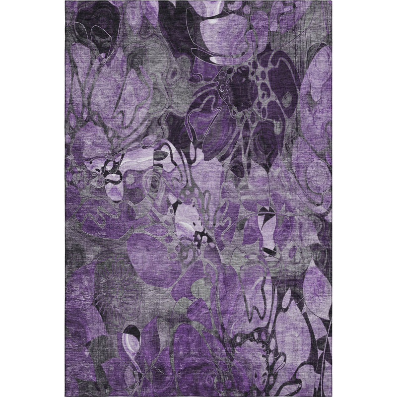 Cerrito AMF558 Machine Washable Premium Purple Area Rug, Rectangle 2 pi 6 po x 3 pi 10 po