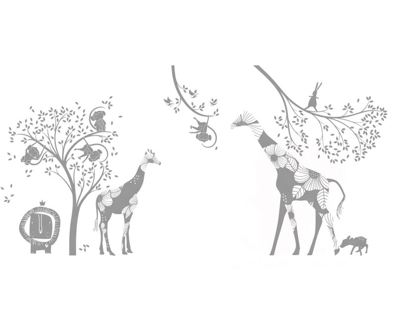 Décalcomanie murale jungle baby, Argent métallique