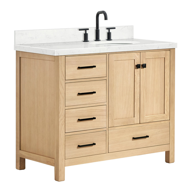  Meuble-lavabo simple 42,25 po avec plateau, Chêne, Oval, Right