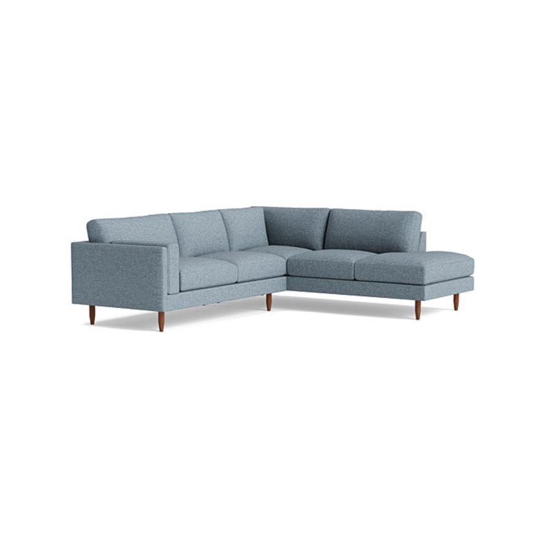 Skinny Fat Sectional, Performance Velvet - Nutmeg, Right Hand Facing