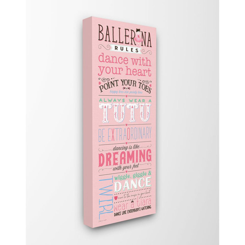 Décoration murale Brennan Ballerina Rules Dance Kids, Toile tendue, H 30 po x l 13 po x P 1,5 po