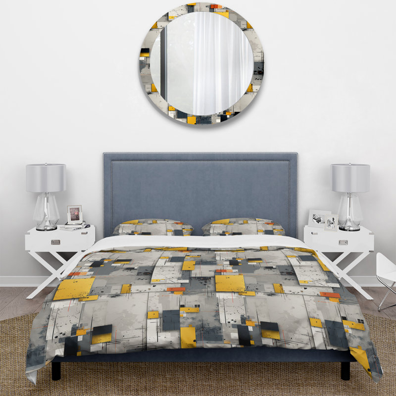 Ensemble de housse de couette gris à rayures, Housse de couette pour grand lit et 2 taies décor