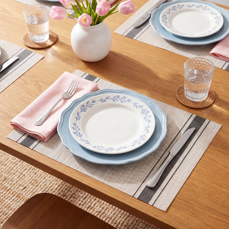 Rialta Striped Rectangle Placemat, Beige/Red