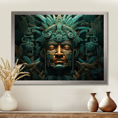 Maya Magic Aztec Mask I - Art mural mexicain