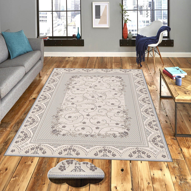 Stylish Woven Carpet, 5.2 x 7.5 Feet | 100% Polyester, 0.3 in Pile Height, Antibacterial, Non-Slip PVC Dot Underside | Machine Washable, 3D Digital Print | Perfect for Living Room, Bedroom & Home Décor