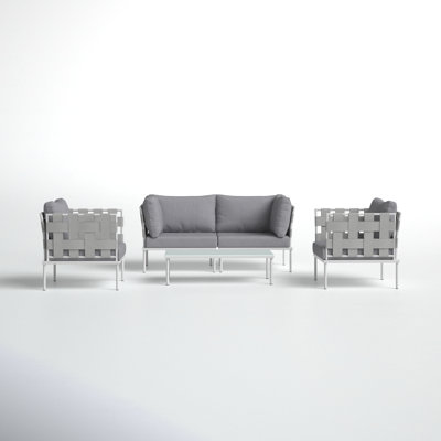 Modway Harmony 5 Piece Outdoor Patio Aluminum Sectional Sofa Set