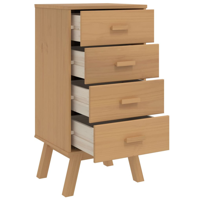 Marjorie  45cm W Solid + Manufactured Wood Bedside Table, Brown